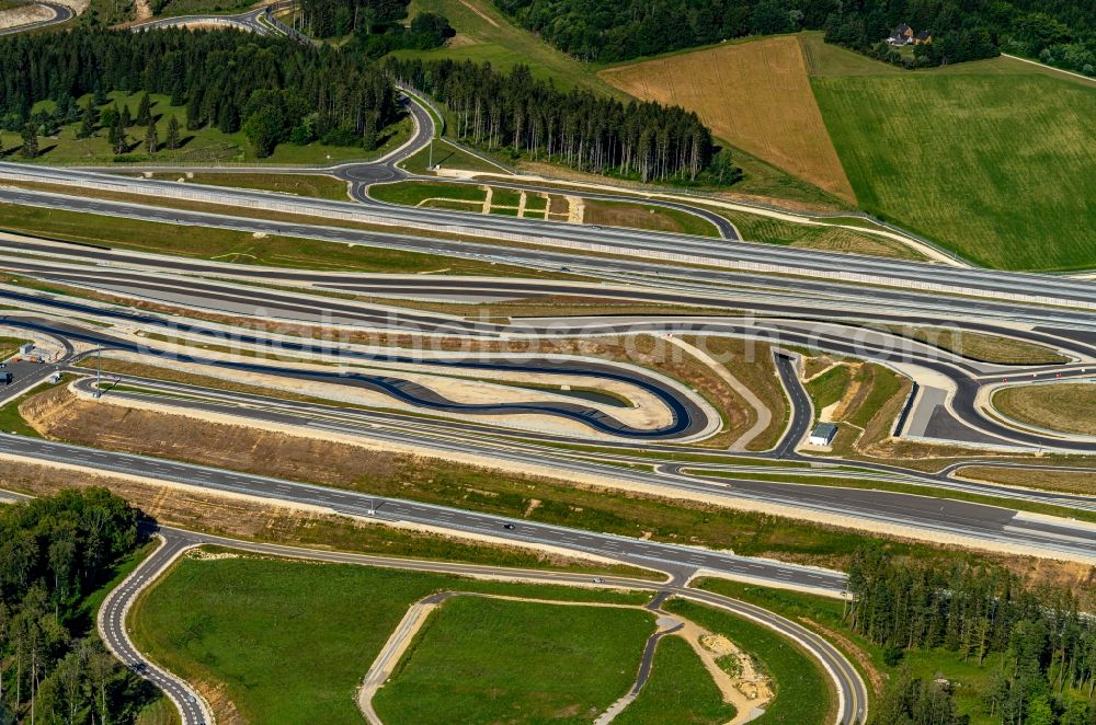 Immendingen from above - Test track and practice area for training in the driving safety center of Daimler AG Pruef- and Technologiezentrum Am Talmannsberg in Immendingen in the state Baden-Wurttemberg, Germany