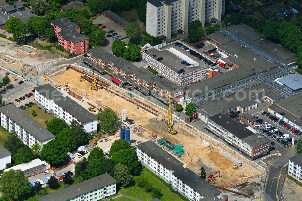Aerial image Hamburg - Construction site with tunnel guide for the route of U 4 on street Manshardtstrasse in the district Horn in Hamburg, Germany