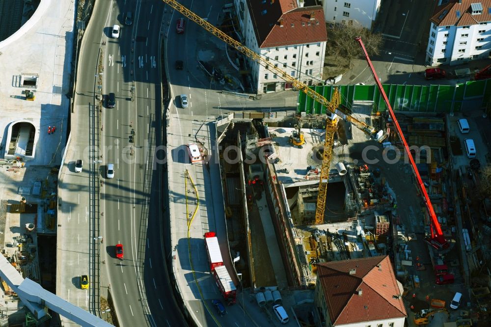 Stuttgart from the bird's eye view: Construction site with tunnel guide for the route S21 on Willy-Brandt-Strasse in Stuttgart in the state Baden-Wuerttemberg, Germany