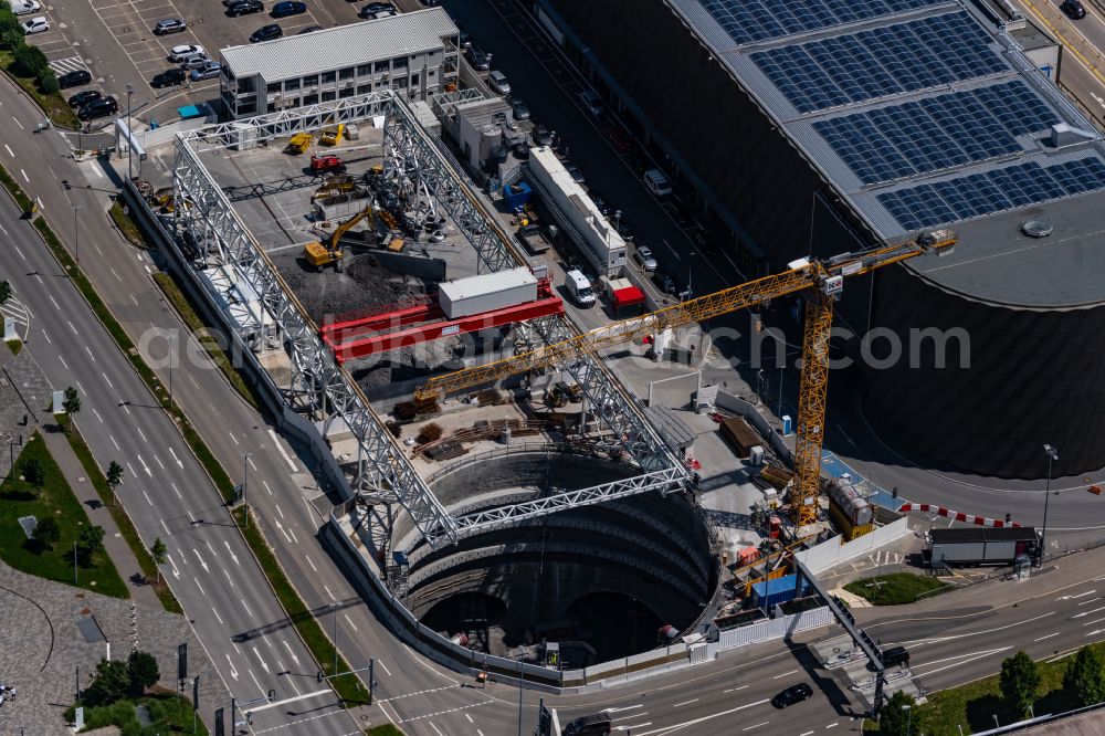 Aerial photograph Leinfelden-Echterdingen - Construction site with tunneling work for the route and the course airport tunnel at Stuttgart Airport in Leinfelden-Echterdingen in the state Baden-Wuerttemberg, Germany