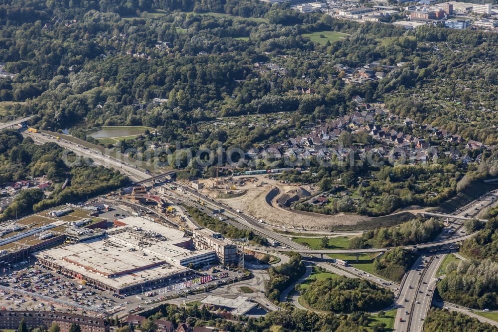 Aerial photograph Kiel - Construction site for the expansion of traffic flow on the motorway BAB A 215 in Kiel in the state Schleswig-Holstein, Germany