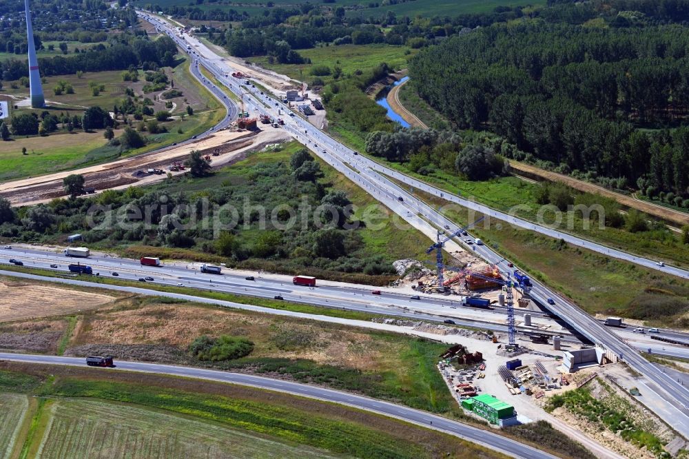 Aerial photograph Schönerlinde - Construction to extend the traffic flow at the intersection- motorway A 114 - A10 - Dreieck Pankow in Schoenerlinde in the state Brandenburg, Germany