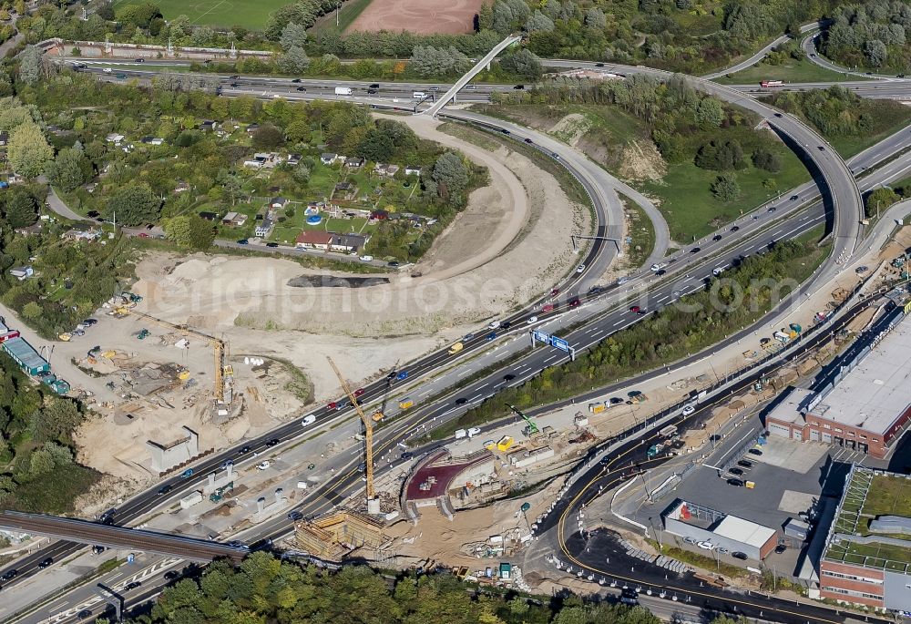 Aerial image Kiel - Construction site for the expansion of traffic flow on the motorway BAB A 215 in Kiel in the state Schleswig-Holstein, Germany