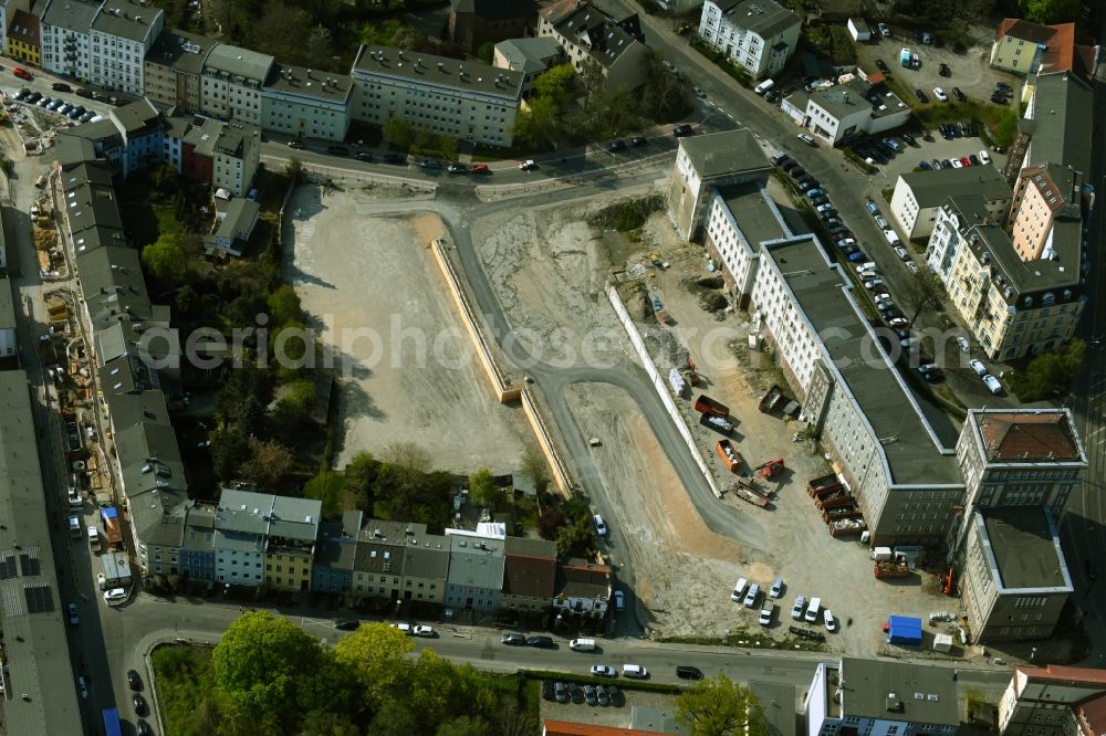 Aerial image Rostock - New construction site of the administrative building of the former police headquarters between Blucherstrasse and Bahnhofstrasse in Rostock in the state Mecklenburg-Western Pomerania, Germany