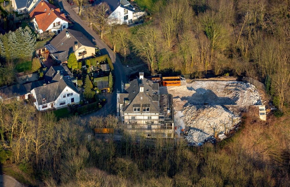 Hoch-Elten from above - Construction site at the Waldhotel Hoch-Elten in Hoch-Elten in the state of North Rhine-Westphalia