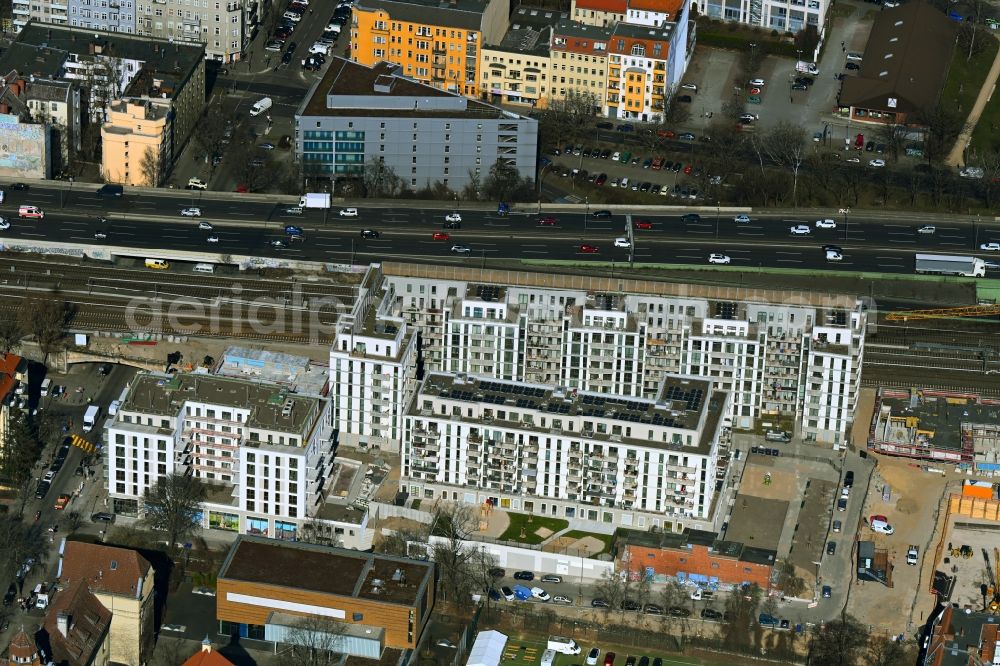 Aerial image Berlin - Construction site to build a new multi-family residential complex Friedenauer Hoehe in the district Wilmersdorf in Berlin, Germany