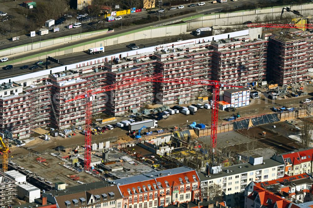 Aerial image Berlin - Construction site to build a new multi-family residential complex Friedenauer Hoehe in the district Wilmersdorf in Berlin, Germany