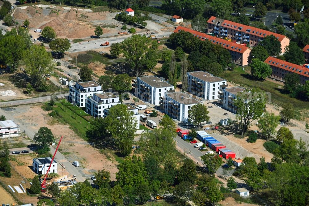 Aerial image Schweinfurt - Residential construction site with multi-family housing development Living@Manor on the Anna-Weichsel-Strasse in the district Bellevue in Schweinfurt in the state Bavaria, Germany