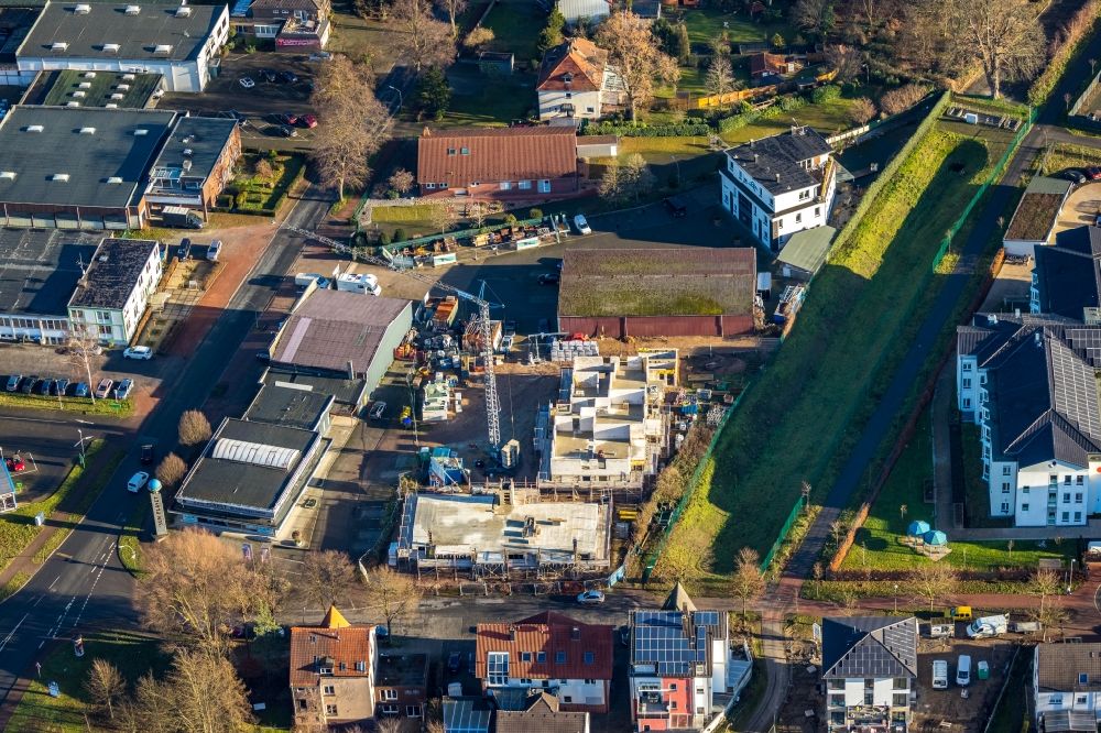 Aerial image Dorsten - Residential construction site with multi-family housing development- on the on Molkerei in the district Hervest in Dorsten at Ruhrgebiet in the state North Rhine-Westphalia, Germany