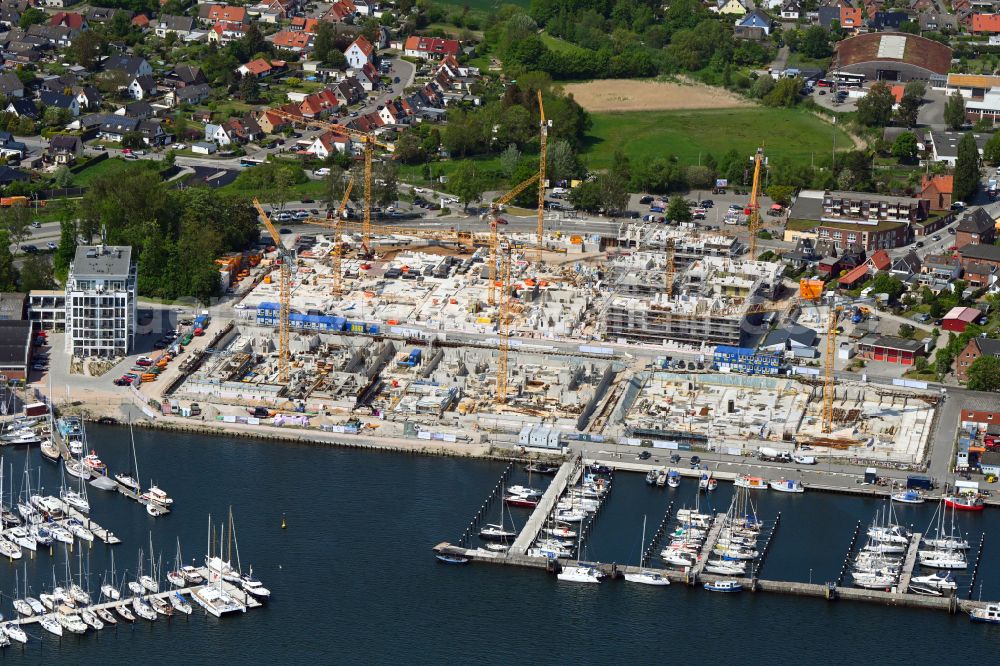 Aerial image Travemünde - Residential construction site with multi-family housing development- on the Auf dem Baggersand in Travemuende in the state Schleswig-Holstein, Germany