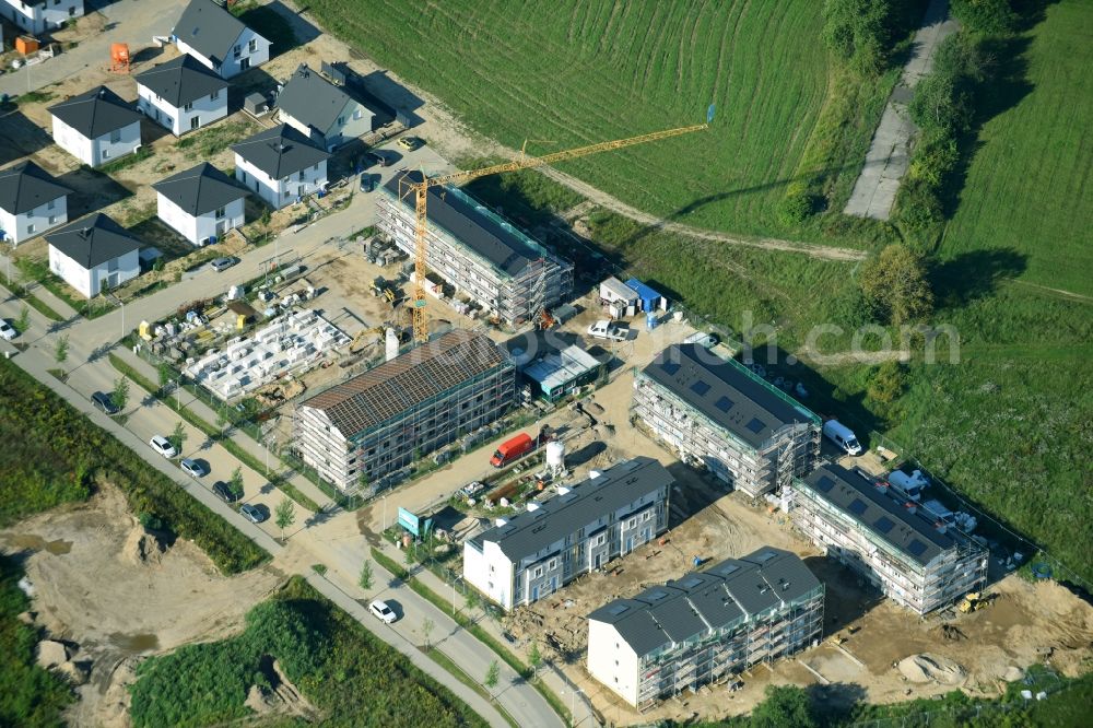 Aerial image Schönefeld - Residential construction site with multi-family housing development- on the on Bertolt-Brecht-Allee in the district Neu-Schoenefeld in Schoenefeld in the state Brandenburg, Germany