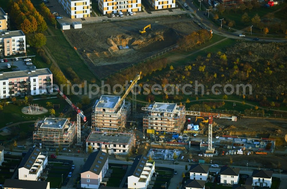 Aerial photograph Schönefeld - Residential construction site with multi-family housing development- on the on Bertolt-Brecht-Allee in the district Neu-Schoenefeld in Schoenefeld in the state Brandenburg, Germany