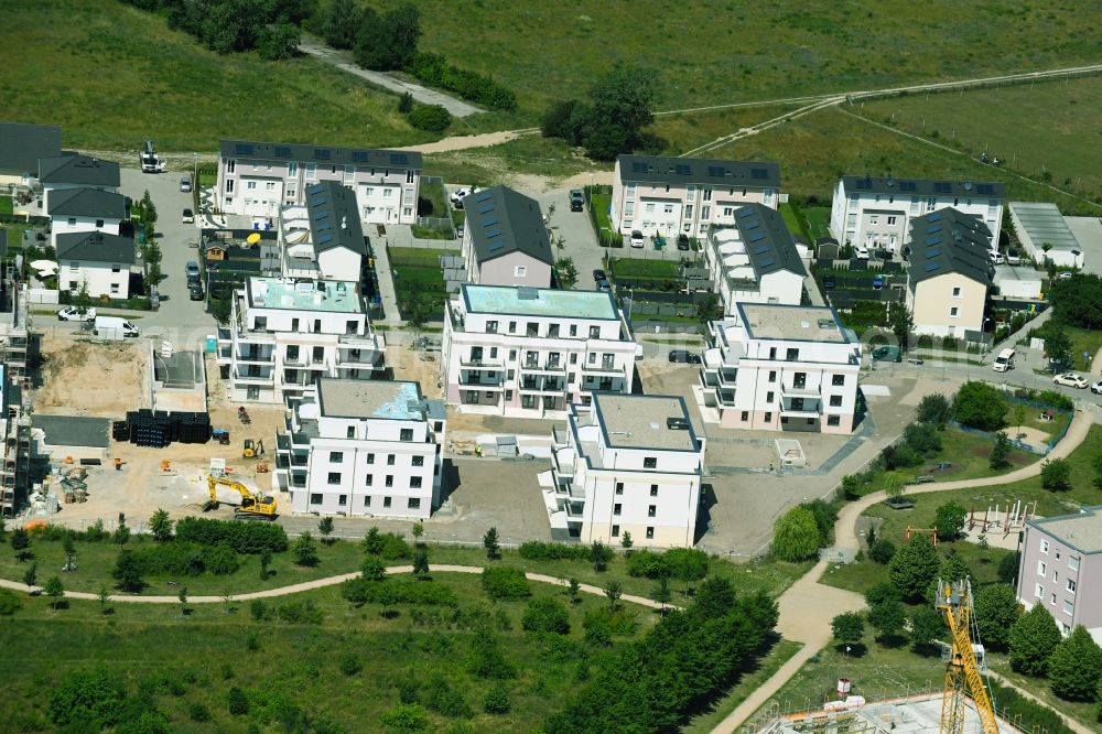 Schönefeld from the bird's eye view: Residential construction site with multi-family housing development- on the on Bertolt-Brecht-Allee in the district Neu-Schoenefeld in Schoenefeld in the state Brandenburg, Germany
