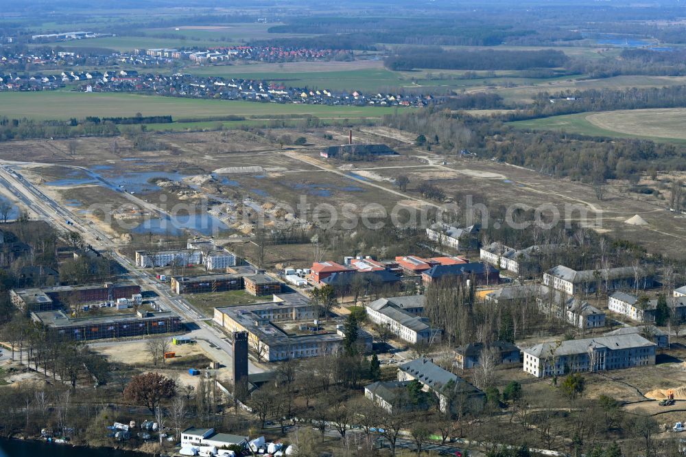 Aerial image Fahrland - Residential construction site with multi-family housing development- on the formerly Militaer- Kaserne in Fahrland in the state Brandenburg, Germany