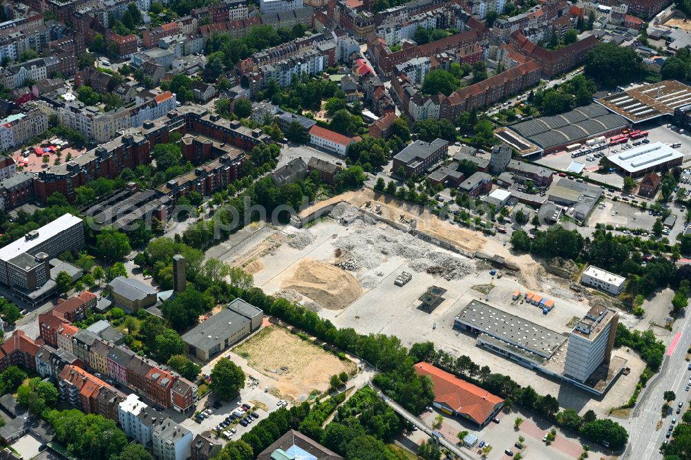 Aerial image Kiel - Residential construction site with multi-family housing development- on street Karlstal - Werftstrasse in Kiel in the state Schleswig-Holstein, Germany