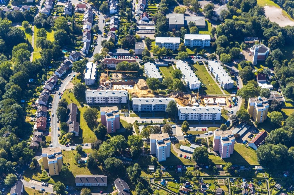 Aerial image Bochum - Residential construction site with multi-family housing development- on the on Ennepestrasse in the district Grumme in Bochum in the state North Rhine-Westphalia, Germany