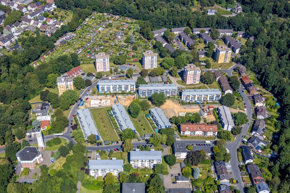 Aerial photograph Bochum - Residential construction site with multi-family housing development- on the on Ennepestrasse in the district Grumme in Bochum in the state North Rhine-Westphalia, Germany