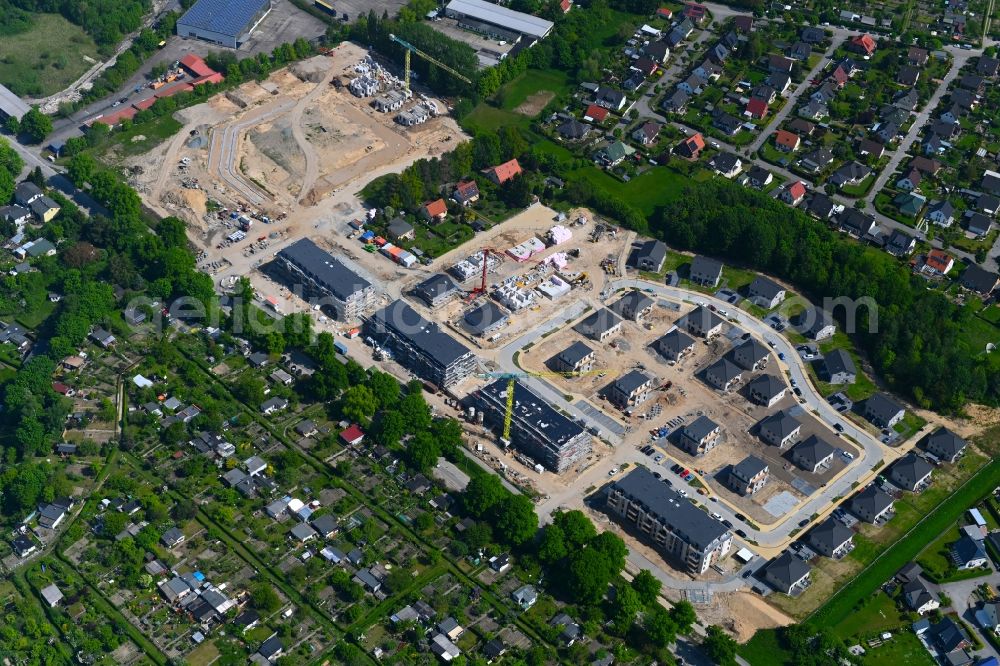 Rostock from above - Residential construction site with multi-family housing development- on the Moordieck - on Molkerei along the Neubrandenburger Strasse in the district Brinckmansdorf in Rostock in the state Mecklenburg - Western Pomerania, Germany