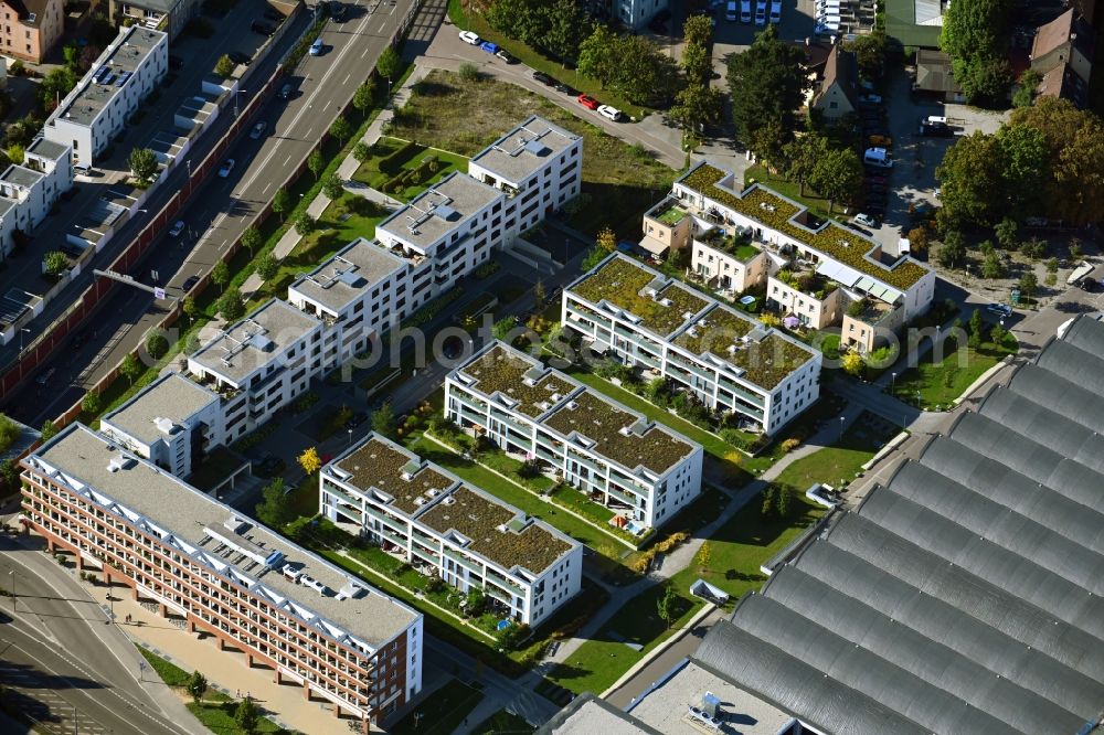 Aerial image Augsburg - Residential construction site with multi-family housing development- on the on Friedrich-Merz-Strasse in Augsburg in the state Bavaria, Germany