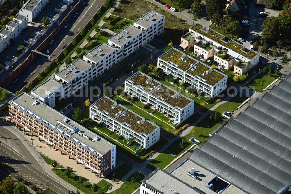 Aerial photograph Augsburg - Residential construction site with multi-family housing development- on the on Friedrich-Merz-Strasse in Augsburg in the state Bavaria, Germany