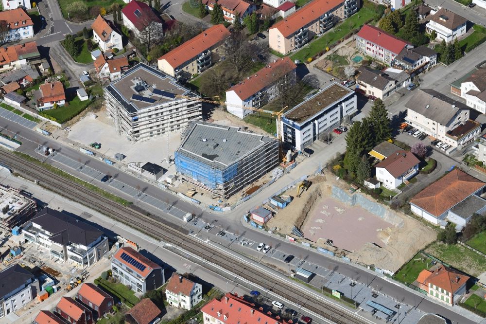 Grenzach-Wyhlen from the bird's eye view: Residential construction site with multi-family housing development- on the Gartenstrasse in Grenzach-Wyhlen in the state Baden-Wurttemberg, Germany