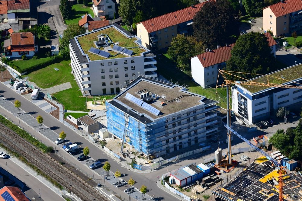 Aerial photograph Grenzach-Wyhlen - Residential construction site with multi-family housing development- on the Gartenstrasse in Grenzach-Wyhlen in the state Baden-Wurttemberg, Germany