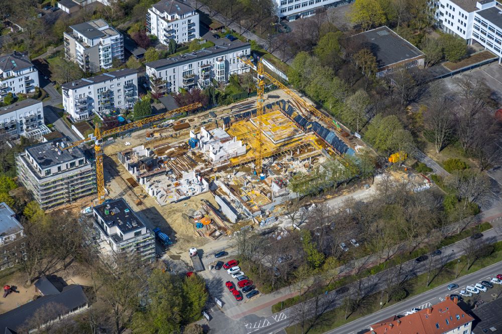 Aerial photograph Gelsenkirchen - Residential construction site with multi-family housing development- on the Goldbergstrasse in the district Buer in Gelsenkirchen at Ruhrgebiet in the state North Rhine-Westphalia, Germany
