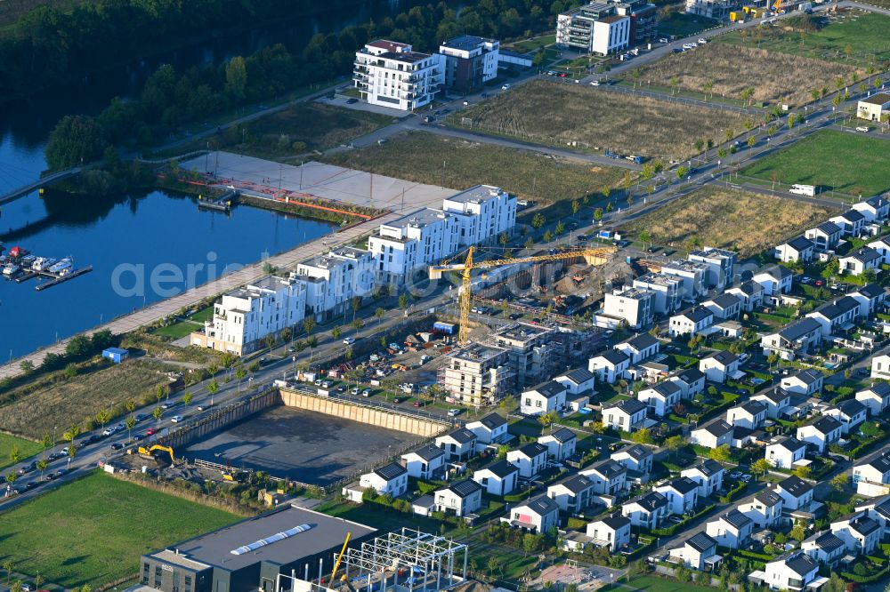 Gelsenkirchen from the bird's eye view: Residential construction site with multi-family housing development- on street Johannes-Rau-Allee in the district Bismarck in Gelsenkirchen at Ruhrgebiet in the state North Rhine-Westphalia, Germany