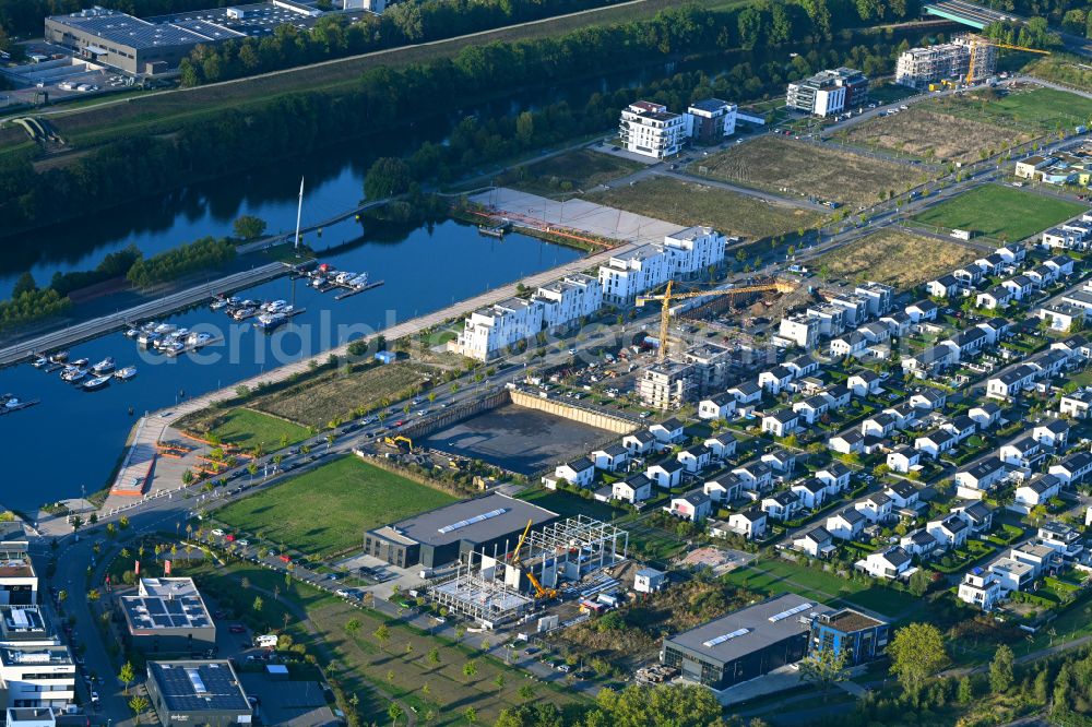 Aerial image Gelsenkirchen - Residential construction site with multi-family housing development- on street Johannes-Rau-Allee in the district Bismarck in Gelsenkirchen at Ruhrgebiet in the state North Rhine-Westphalia, Germany