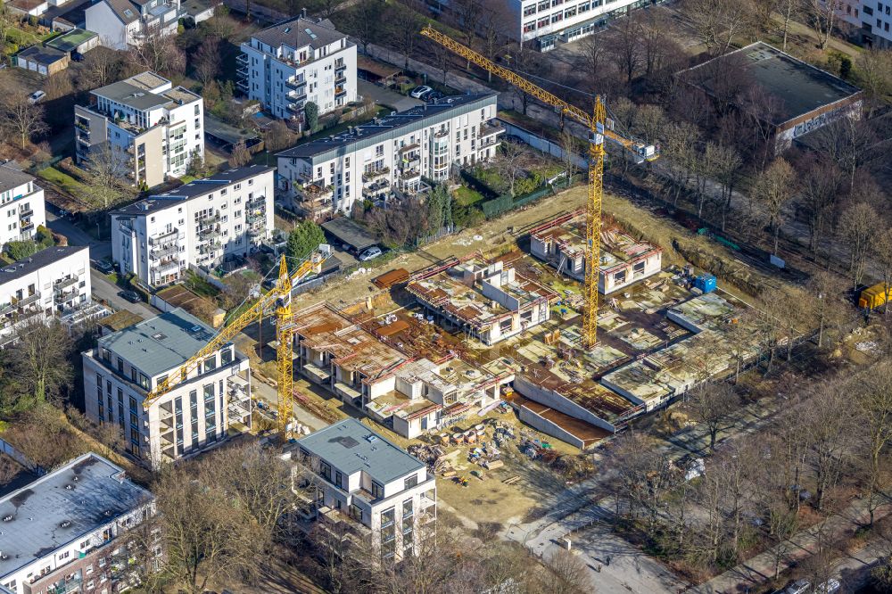 Aerial image Gelsenkirchen - Residential construction site with multi-family housing development- on the Goldbergstrasse in the district Buer in Gelsenkirchen at Ruhrgebiet in the state North Rhine-Westphalia, Germany