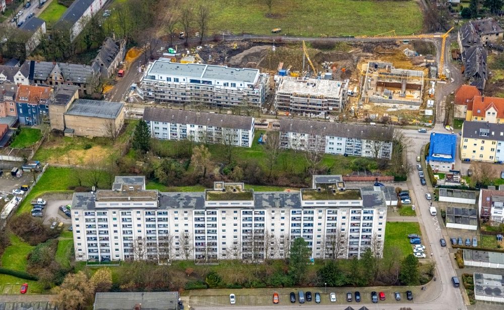 Aerial image Gladbeck - Residential construction site with multi-family housing development- on Bohnekampstrasse in Gladbeck at Ruhrgebiet in the state North Rhine-Westphalia, Germany