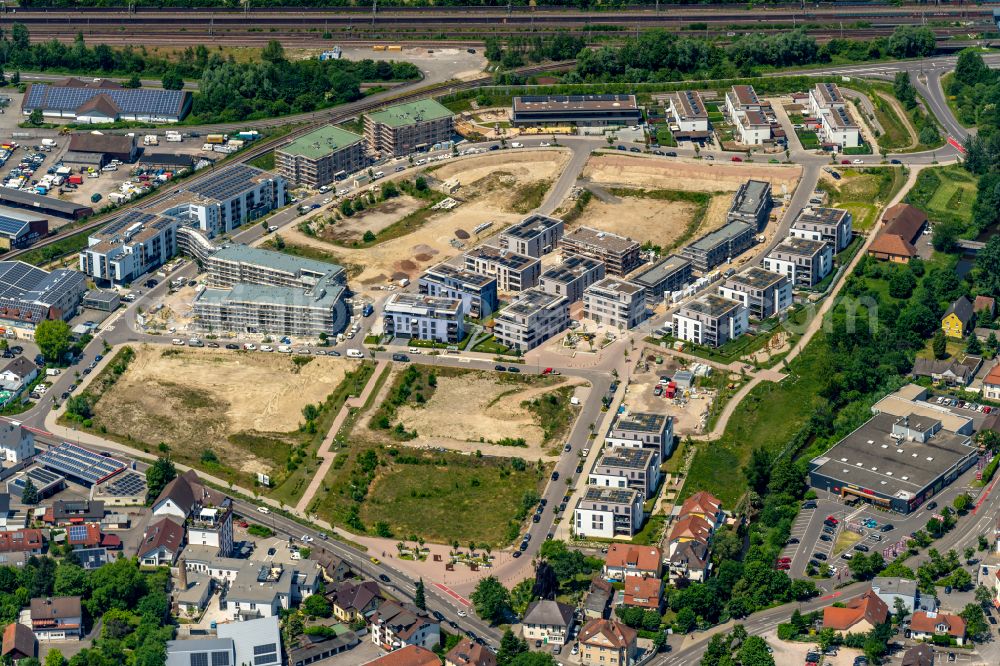 Aerial image Achern - Residential construction site with multi-family housing development- on the on Glashuettenareal in Achern in the state Baden-Wuerttemberg, Germany