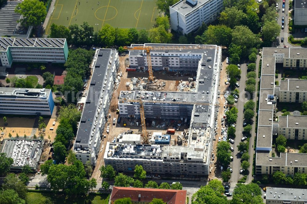 Berlin from the bird's eye view: Residential construction site with multi-family housing development- on the Goeckestrasse in the district Hohenschoenhausen in Berlin, Germany