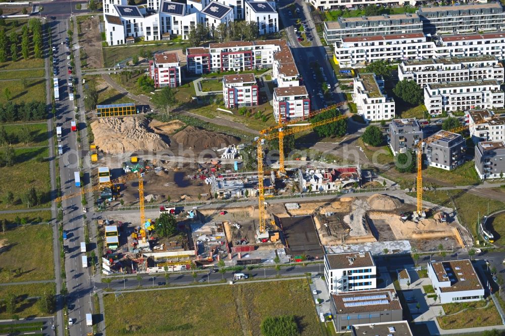 Aerial photograph Berlin - Residential construction site with multi-family housing development- on the Hermann-Dorner-Allee - Alexander-von-Humboldt-Weg - Karl-Ziegler-Strasse in the district Adlershof in Berlin, Germany