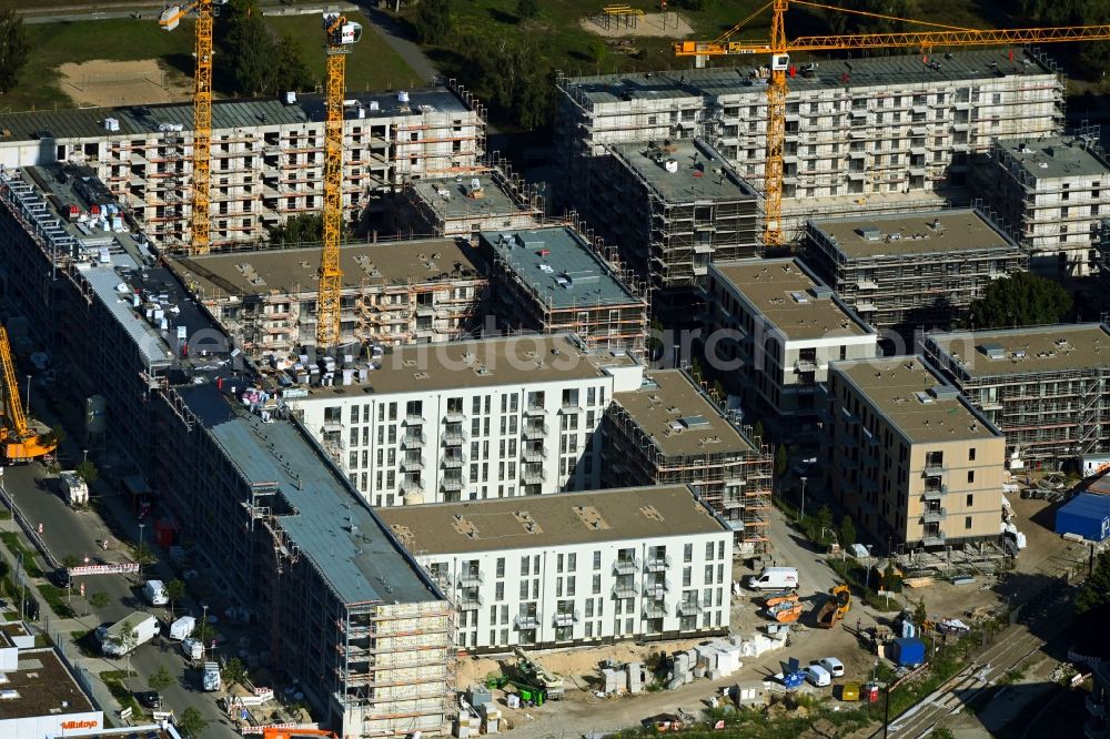 Aerial image Berlin - Residential construction site with multi-family housing development- on the Hermann-Dorner-Allee - Alexander-von-Humboldt-Weg - Karl-Ziegler-Strasse in the district Adlershof in Berlin, Germany