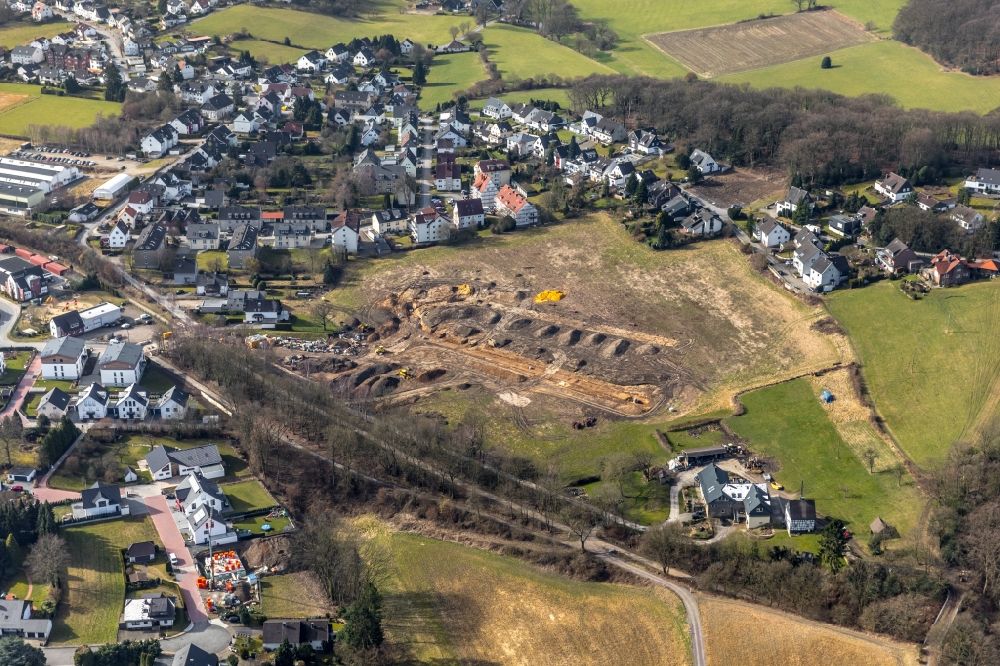 Sprockhövel from above - Residential construction site with multi-family housing development- on the Hoelterstrasse/Riepelsiepen in Sprockhoevel in the state North Rhine-Westphalia, Germany