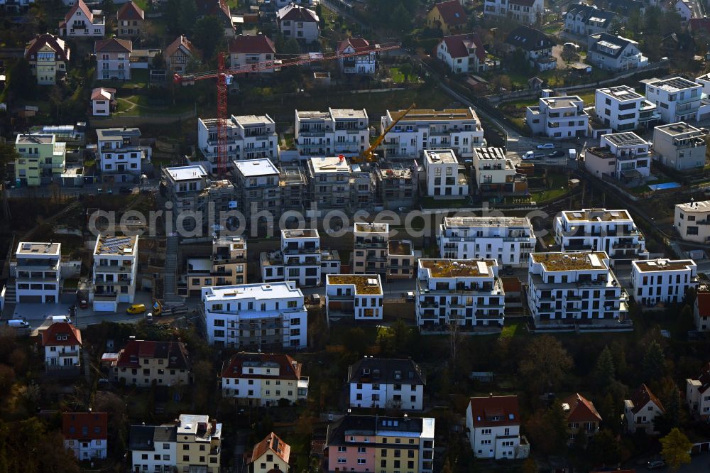 Aerial image Jena - Residential construction site with multi-family housing development- on street Otto-Wagner-Strasse - Karl-Brauckmann-Strasse in Jena in the state Thuringia, Germany