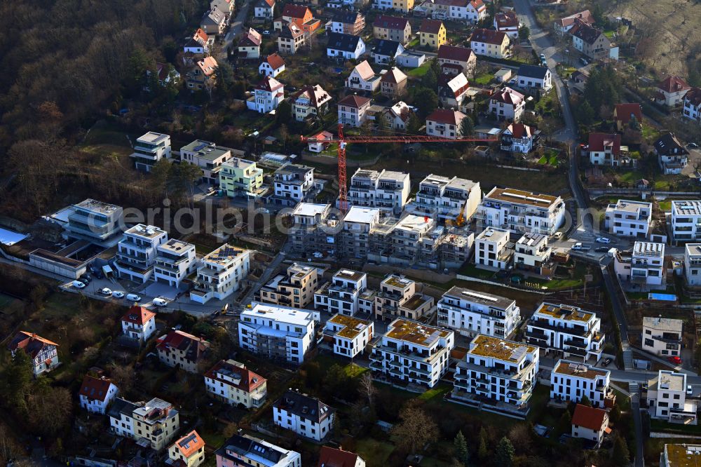 Jena from above - Residential construction site with multi-family housing development- on street Otto-Wagner-Strasse - Karl-Brauckmann-Strasse in Jena in the state Thuringia, Germany