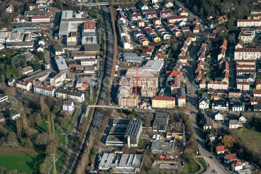 Aerial photograph Lahr/Schwarzwald - Residential construction site with multi-family housing development- on the in Lahr/Schwarzwald in the state Baden-Wuerttemberg, Germany