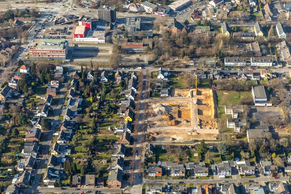 Aerial image Duisburg - Residential construction site with multi-family housing development- on the Luederitzallee in Duisburg in the state North Rhine-Westphalia, Germany