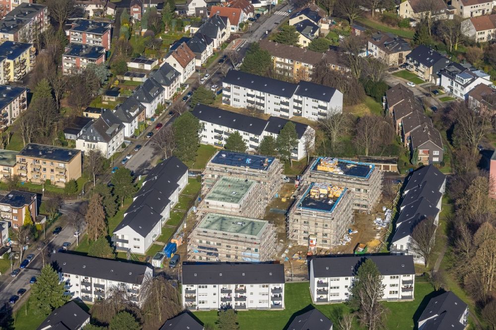 Bochum from above - Residential construction site with multi-family housing development- on the Lohackerstrasse - Schumannweg in the district Westenfeld in Bochum in the state North Rhine-Westphalia, Germany
