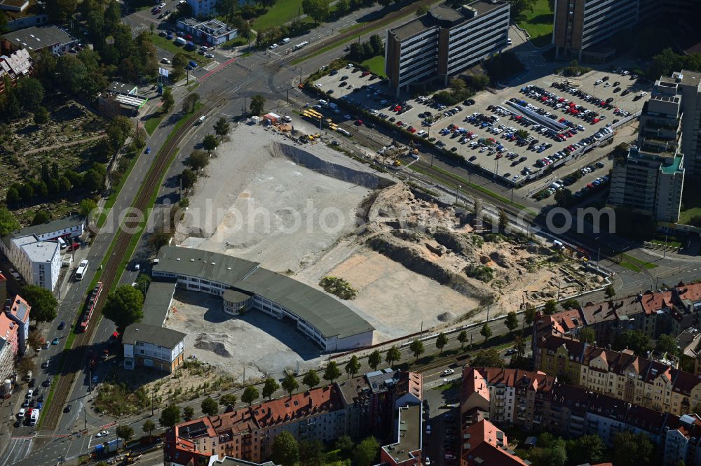 Aerial photograph Nürnberg - Residential construction site with multi-family housing development- on the Luitpoldviertel between Regensburger Strasse - Hainstrasse - Scharrerstrasse in the district Ludwigsfeld in Nuremberg in the state Bavaria, Germany