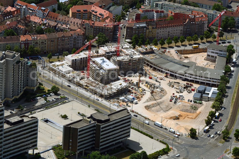 Aerial photograph Nürnberg - Residential construction site with multi-family housing development- on the Luitpoldviertel between Regensburger Strasse - Hainstrasse - Scharrerstrasse in the district Ludwigsfeld in Nuremberg in the state Bavaria, Germany