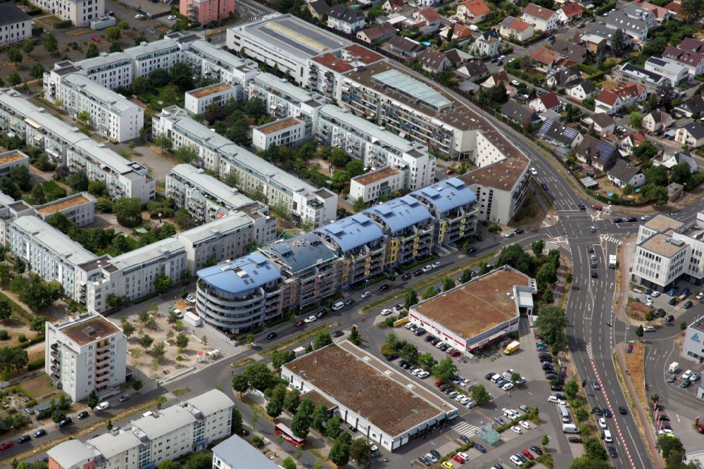 Aerial image Mainz - Residential construction site with multi-family housing development- on street Weserstrasse in Mainz in the state Rhineland-Palatinate, Germany