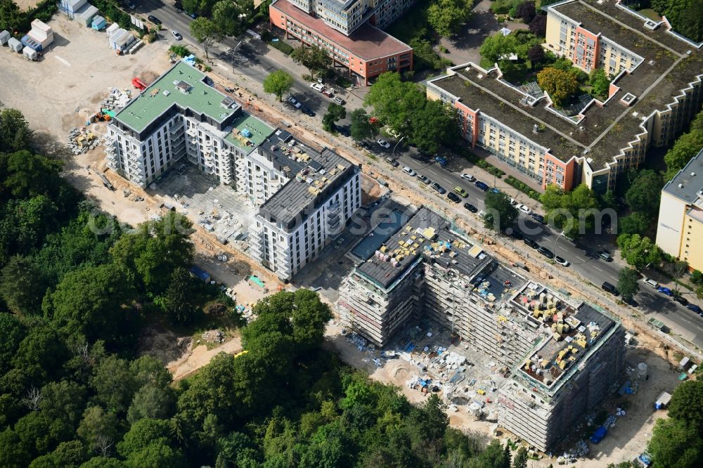 Berlin from above - Residential construction site with multi-family housing development- on the Mariendorfer Weg in the district Neukoelln in Berlin, Germany