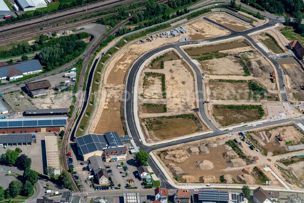 Aerial photograph Achern - Residential construction site with multi-family housing development- on the on Glashuettenareal in Achern in the state Baden-Wuerttemberg, Germany