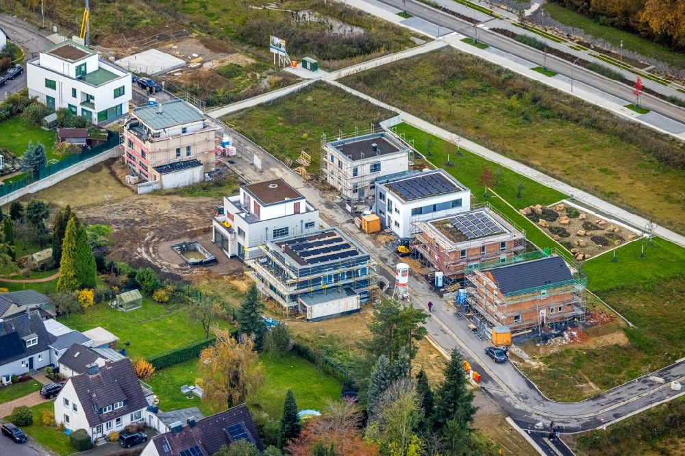 Aerial image Bochum - Residential construction site with multi-family housing development- on street Eichendorffweg in the district Altenbochum in Bochum at Ruhrgebiet in the state North Rhine-Westphalia, Germany