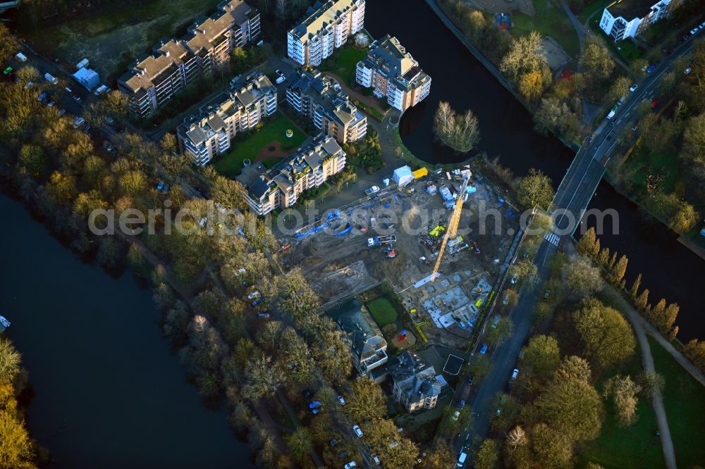 Aerial image Hamburg - Residential construction site with multi-family housing development- on the Salomon-Heine-Weg - Meenkwiese in the district Eppendorf in Hamburg, Germany