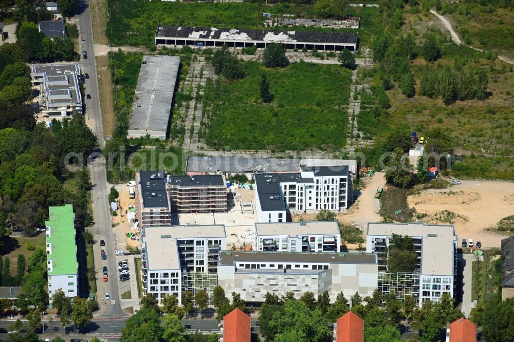 Leipzig from the bird's eye view: Residential construction site with multi-family housing development- Kroch-Quartier on the in the district Gohlis-Nord in Leipzig in the state Saxony, Germany