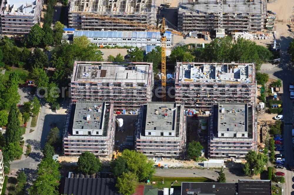 Aerial photograph Berlin - Residential construction site with multi-family housing development- on the Havellaender Ring corner Zossener Strasse in the district Hellersdorf in Berlin, Germany